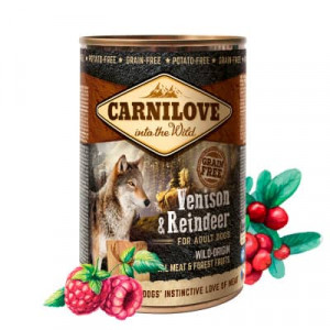 CARNILOVE WILD MEAT VENISON & REINDEER konservi suņiem Brieža gaļa 400g